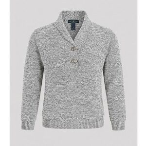 Karen Scott Mens Small Gray Marled Cotton‎ Shawl Collar Toggle Pullover Sweater